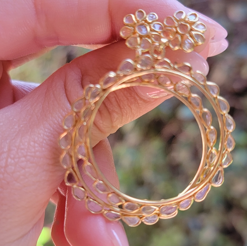 Diamond Slice Circle Drop Earrings - image 2